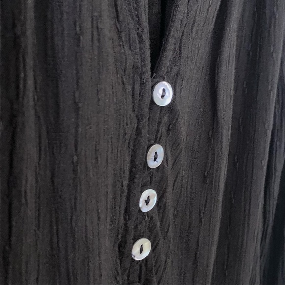 FREE PEOPLE Canyon Rose Embroidered Boho Hi Lo Blouse Black S Whimsigoth Grunge - Picture 7 of 11